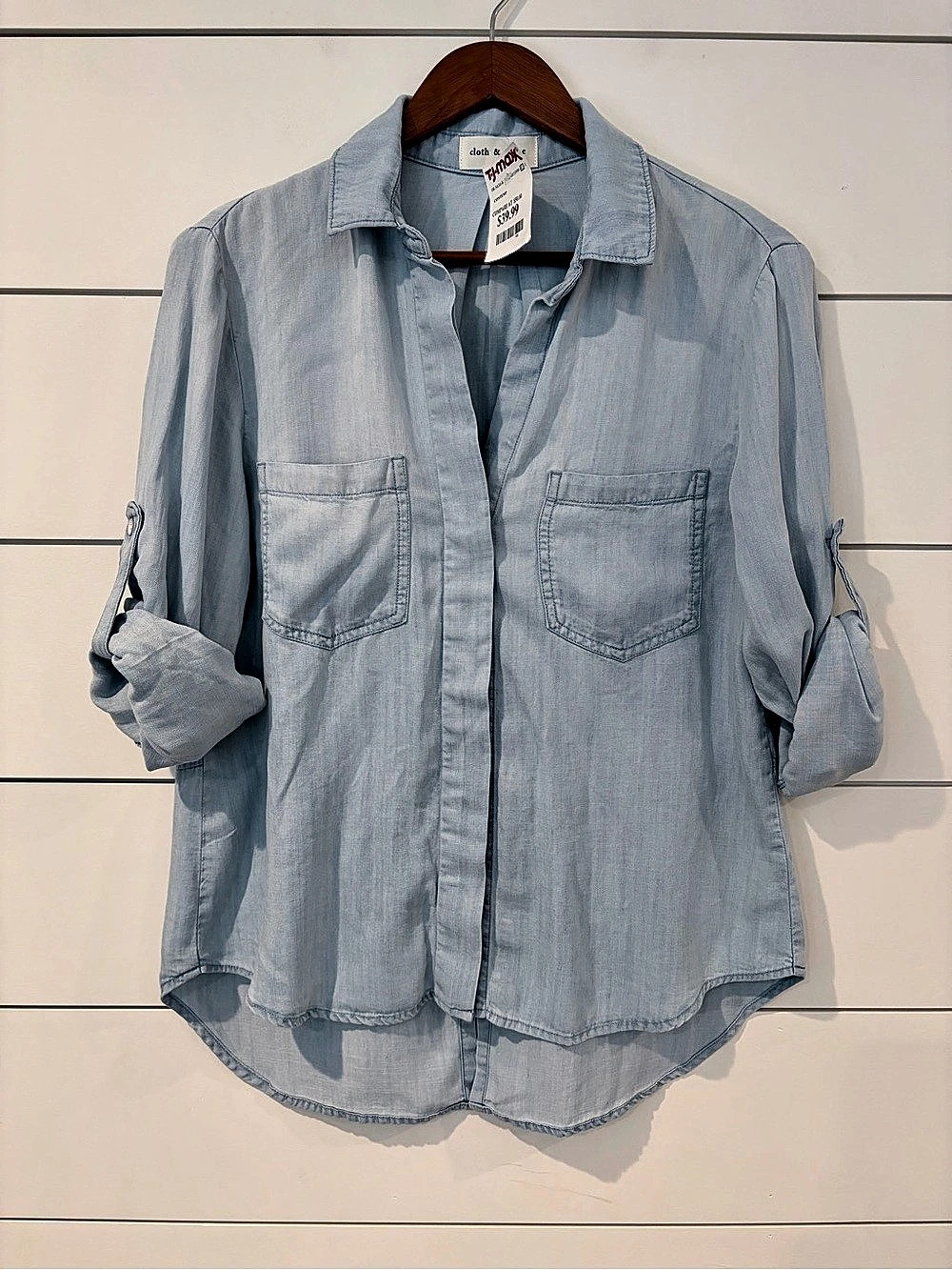 Cloth & Stone Tencel Chambray Shirt S Coastal Cowgirl Westerncore
